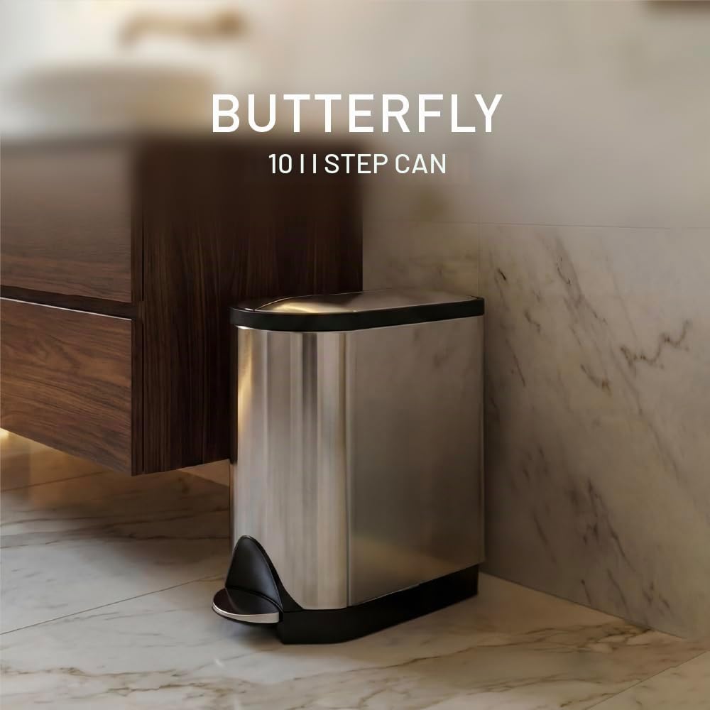 simplehuman-cw1899-treteimer-10-l-schmetterling-edelstahl image 2