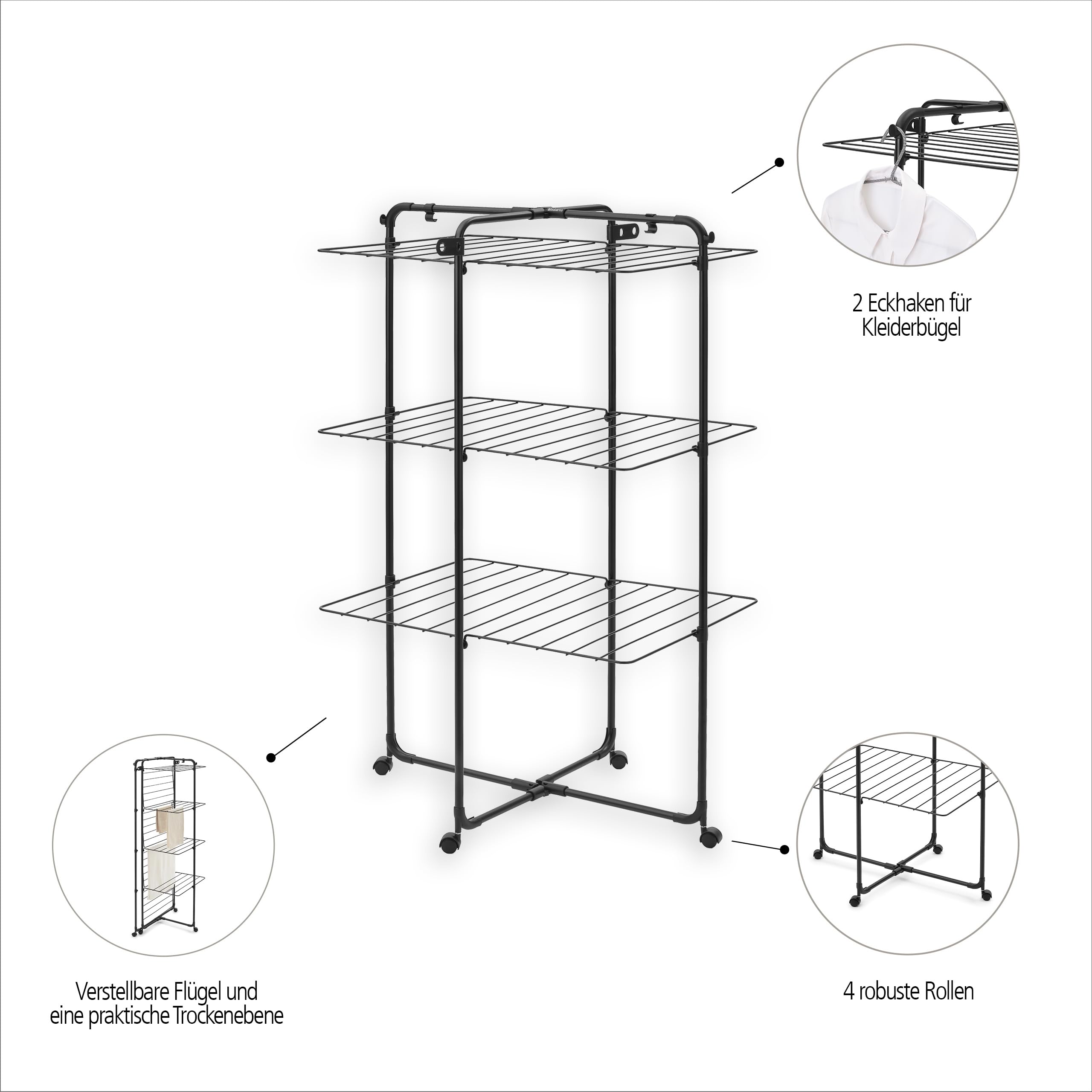 brabantia-hangon-w-scheturm-23-m-mattschwarz-klappbar-rollen image 4