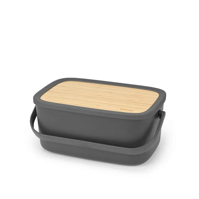brabantia-brotkasten-gro-dunkelgrau-mit-bambus-servierbrett-griff image 1