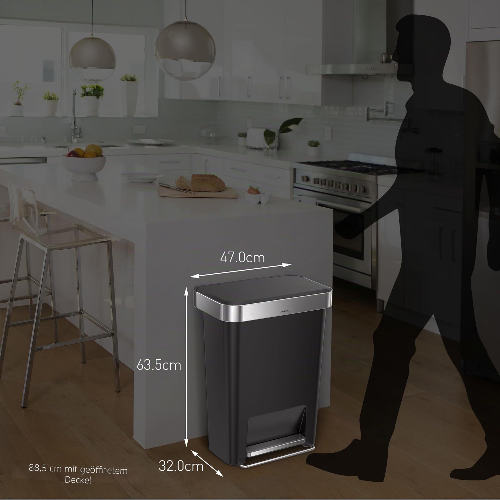 simplehuman-treteimer-cw1385cb-45-liter-schwarz-pedaleimer image 5