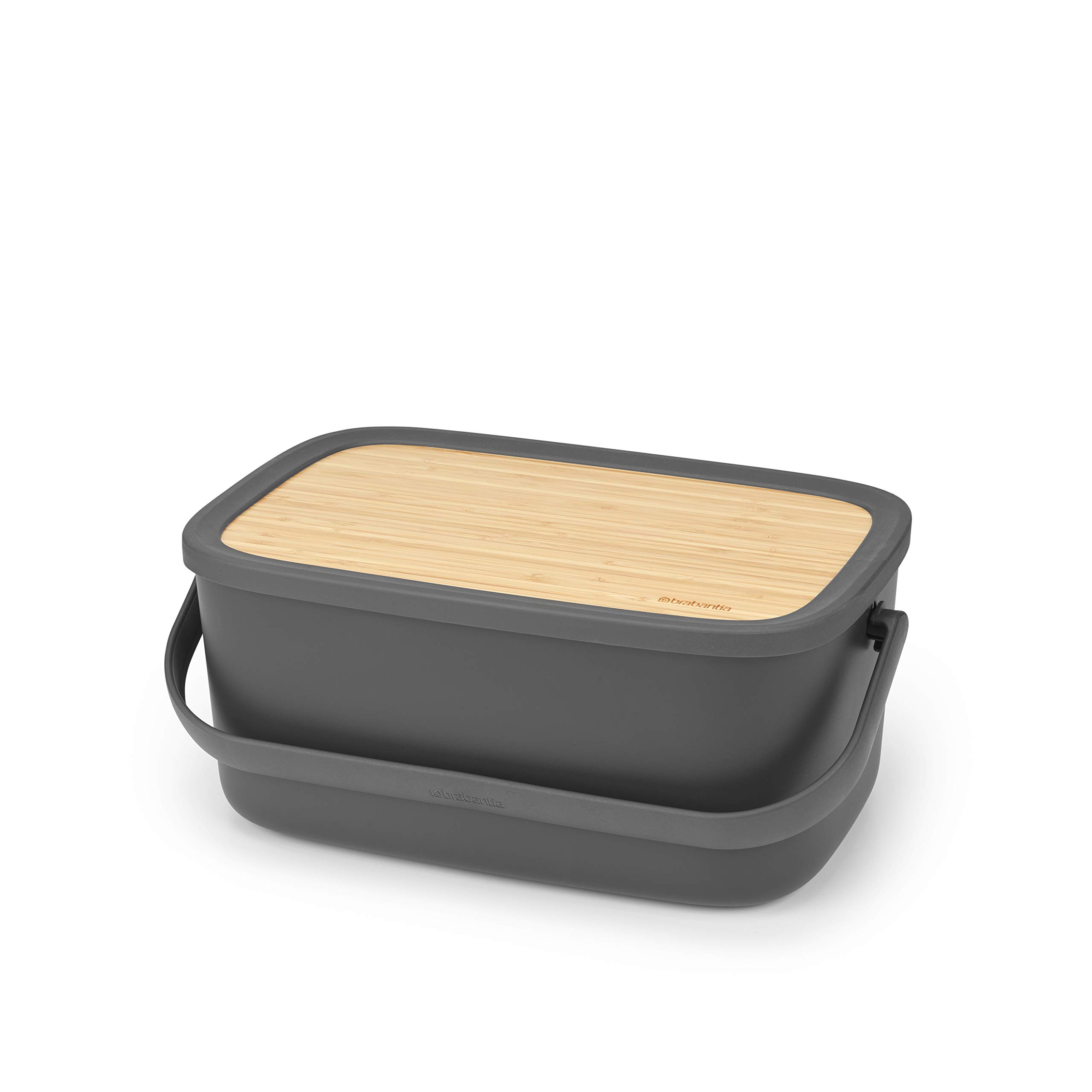 brabantia-brotkasten-gro-dunkelgrau-mit-bambus-servierbrett-griff image 1