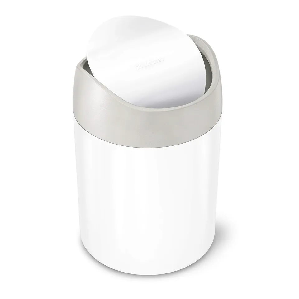 simplehuman-mini-abfalleimer-1-5l-wei-schwingdeckel image 1