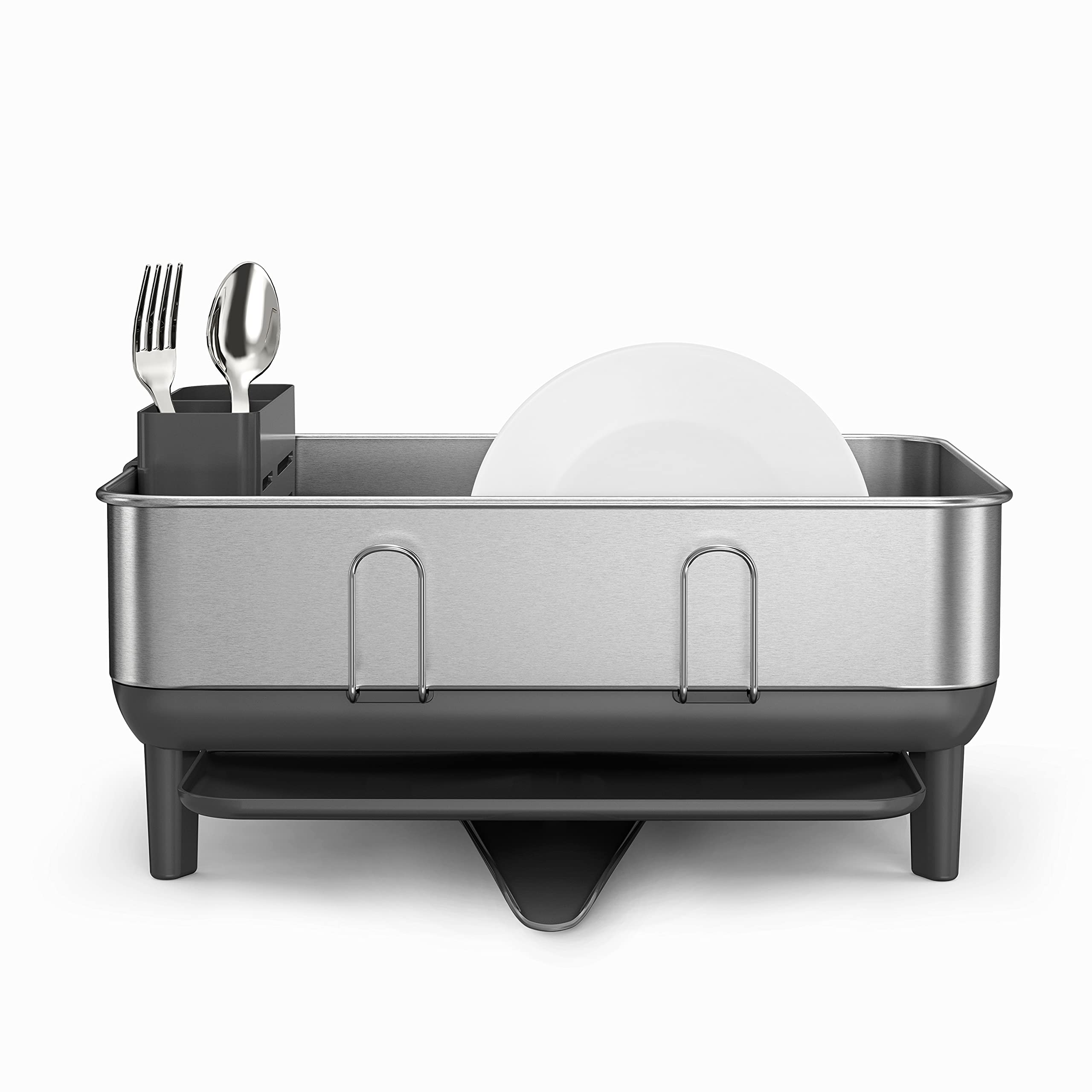 simplehuman-abtropfgestell-edelstahl-grau-geschirrabtropfer image 2