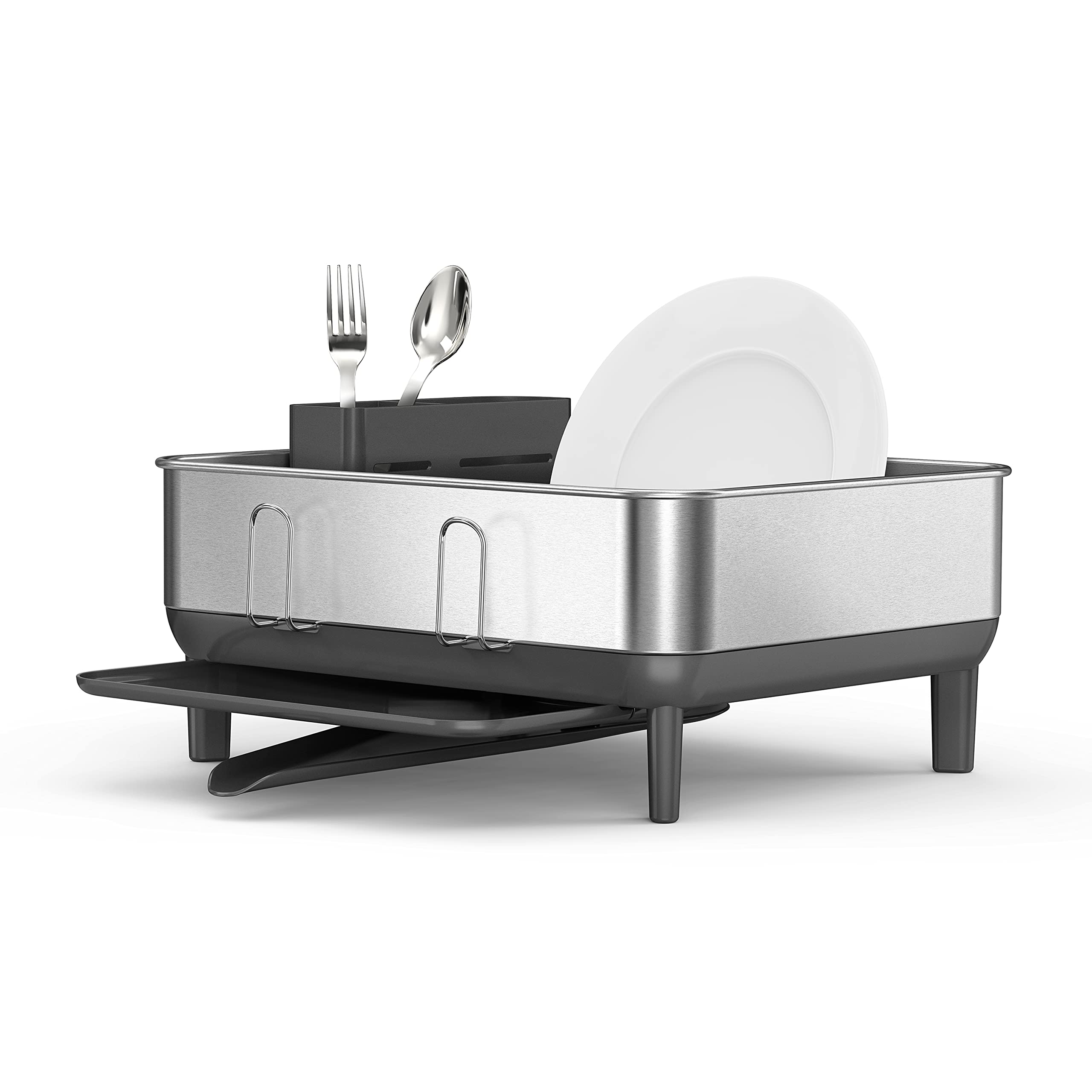 simplehuman-abtropfgestell-edelstahl-grau-geschirrabtropfer image 3