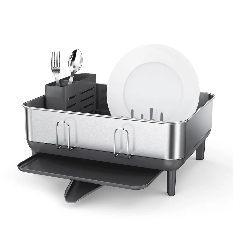 simplehuman-abtropfgestell-edelstahl-grau-geschirrabtropfer image 1