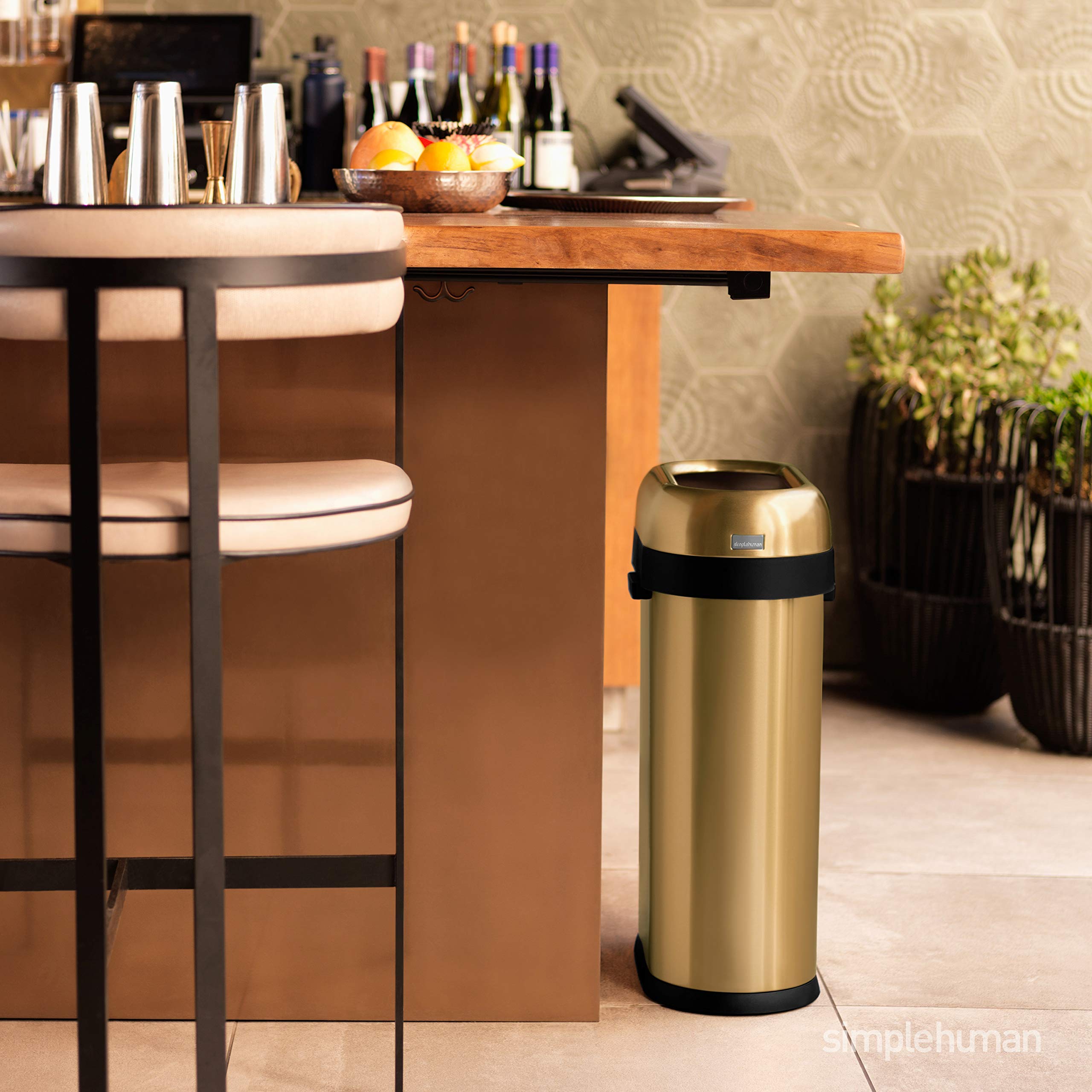simplehuman-50-liter-schmaler-offener-abfalleimer-edelstahl-oval image 4