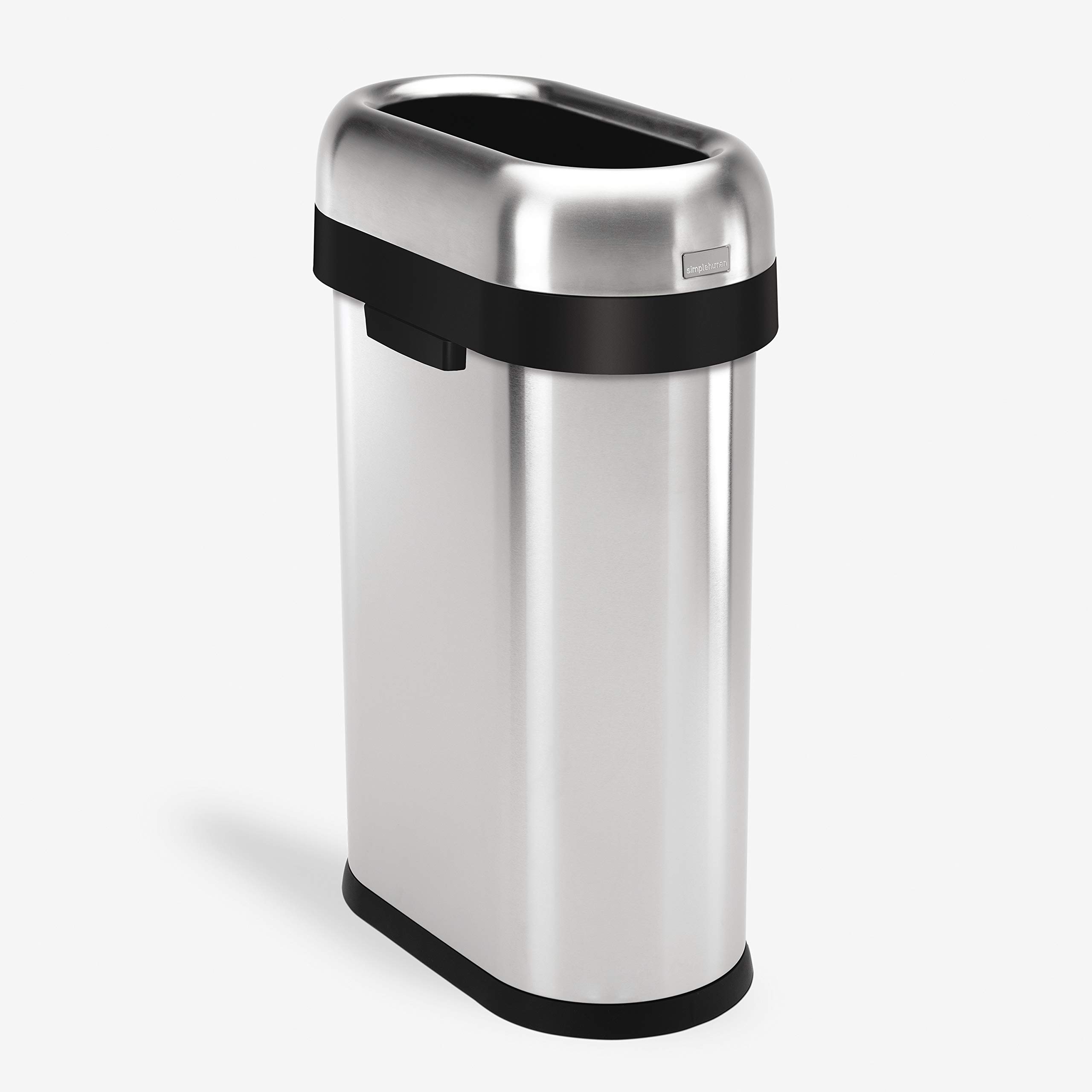 simplehuman-50-liter-schmaler-offener-abfalleimer-edelstahl-oval image 1