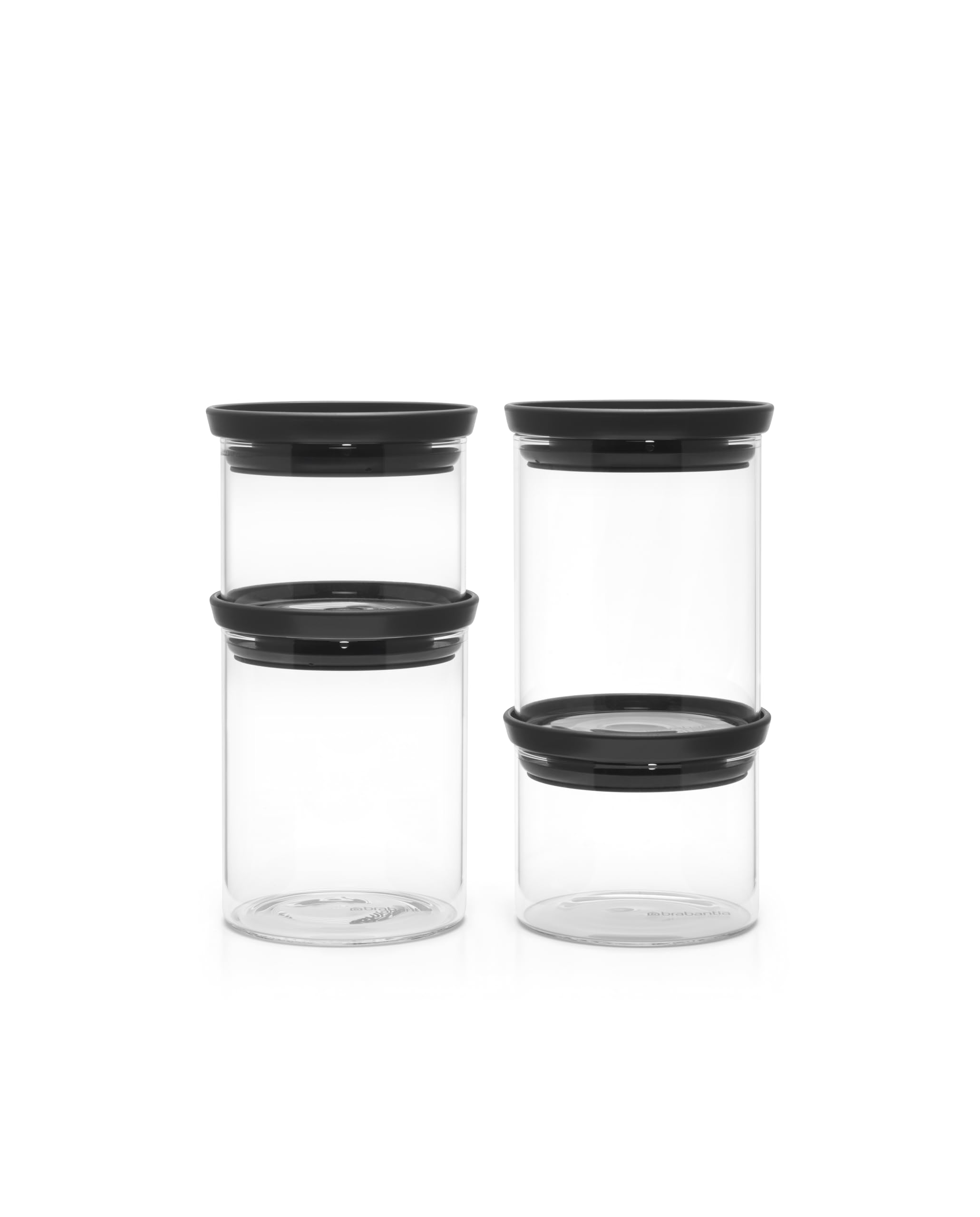 brabantia-vorratsdosen-4er-set-dunkelgrau-0-3l-0-6l-stapelbar image 2
