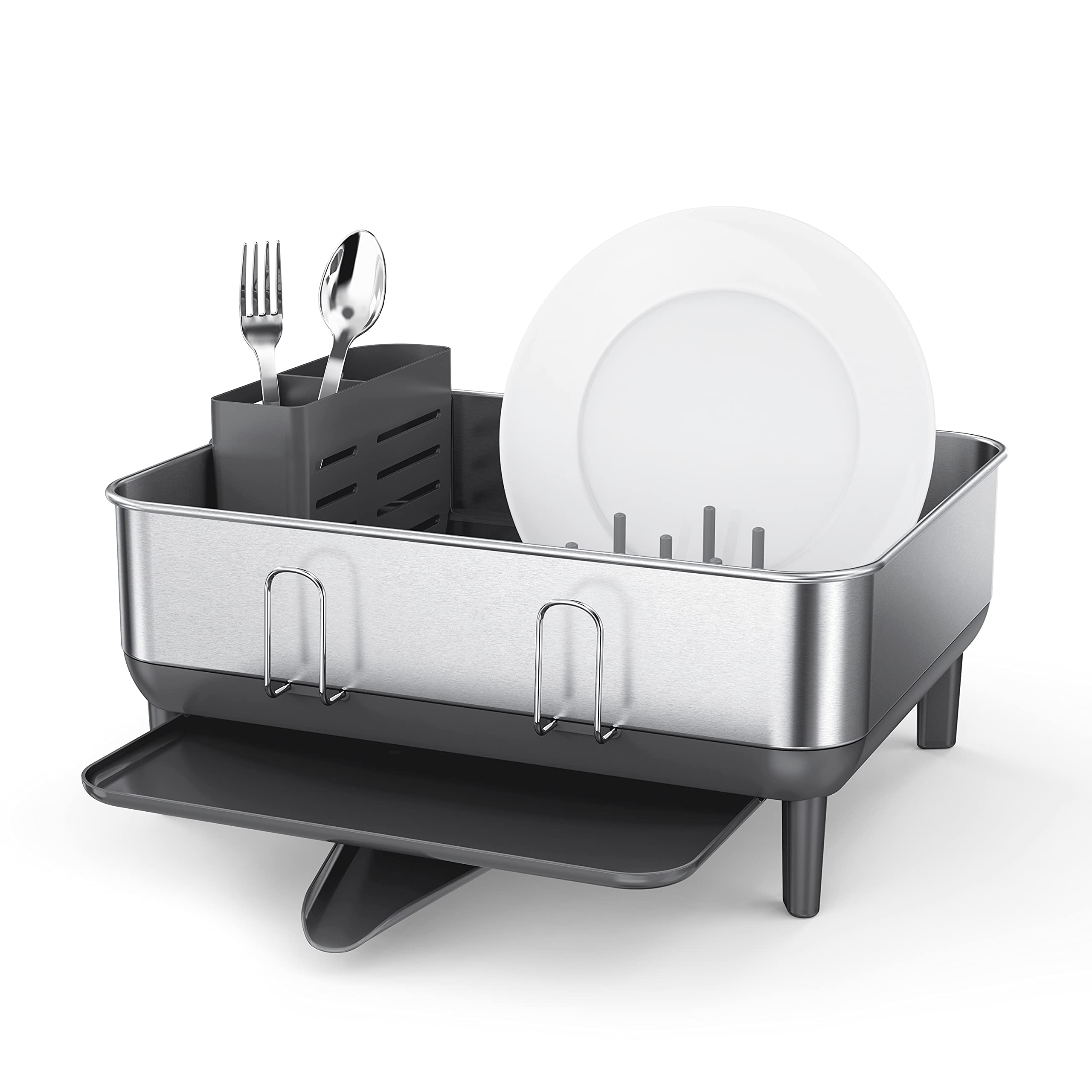 simplehuman-abtropfgestell-edelstahl-grau-geschirrabtropfer image 1