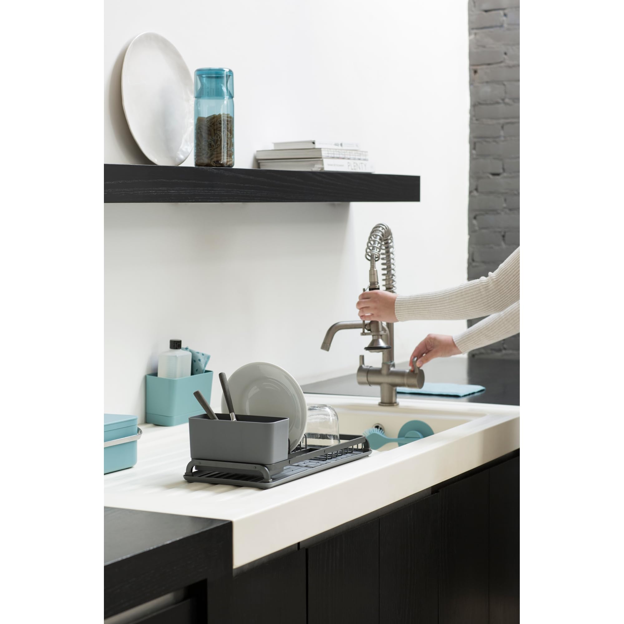 brabantia-geschirrtrockner-l-38-5x49-abtropfgestell-dunkelgrau-teller image 2