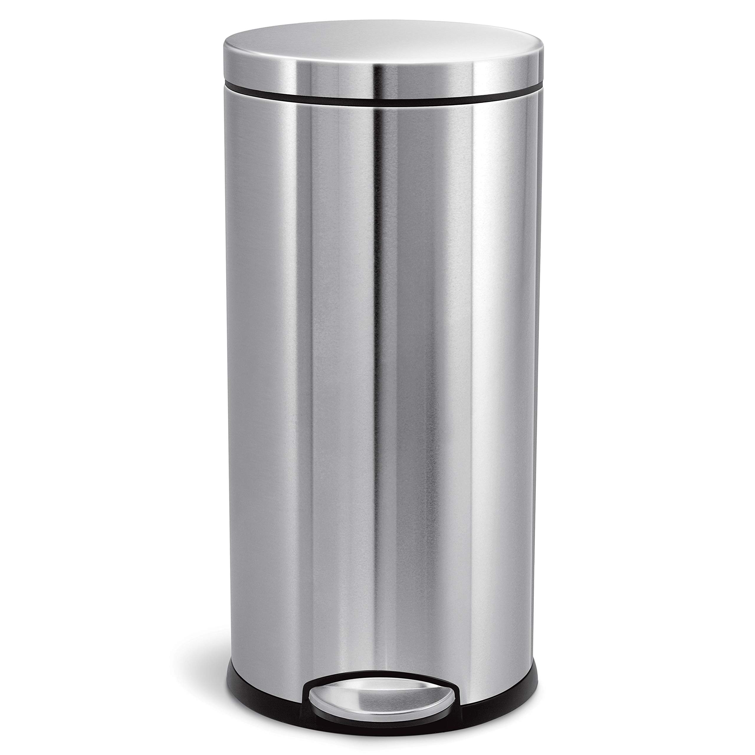 simplehuman-cw1810-treteimer-30l-edelstahl-rund-leise image 1