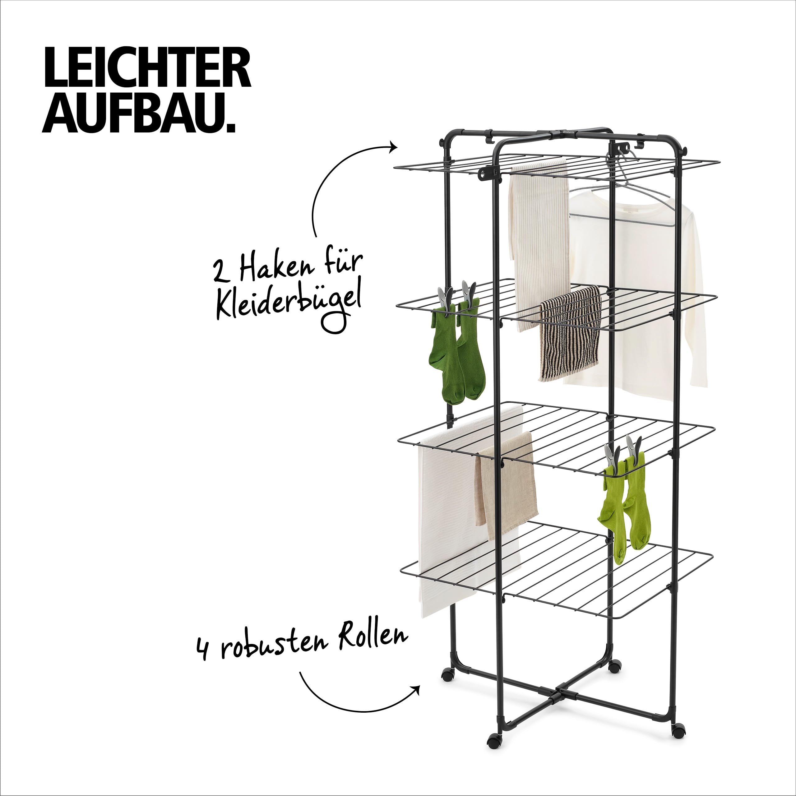 brabantia-hangon-w-scheturm-23-m-mattschwarz-klappbar-rollen image 6