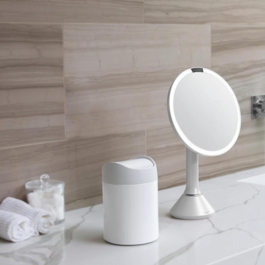 simplehuman-mini-abfalleimer-1-5l-wei-schwingdeckel image 3