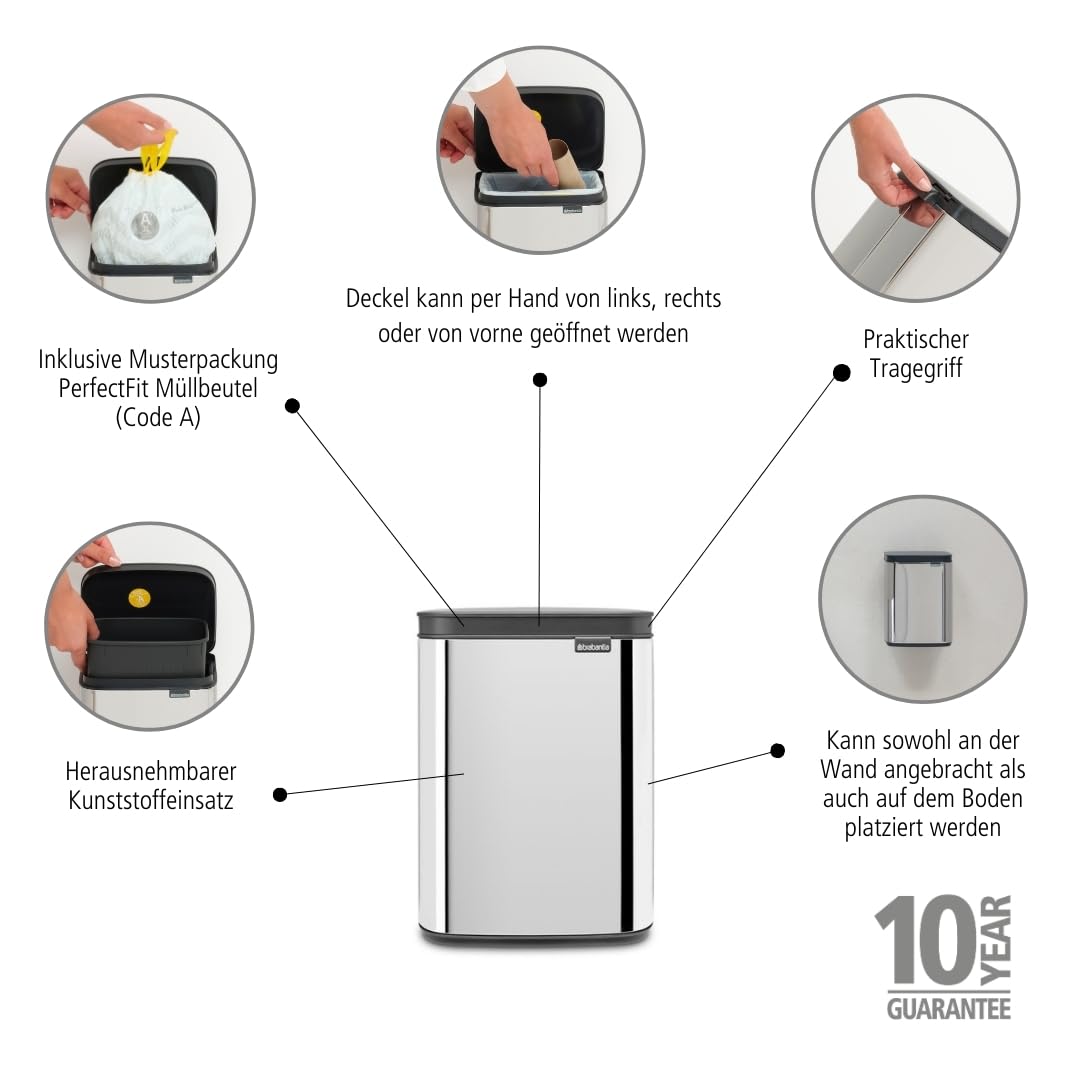 brabantia-bo-abfalleimer-4l-brilliant-steel-wandmontage image 2