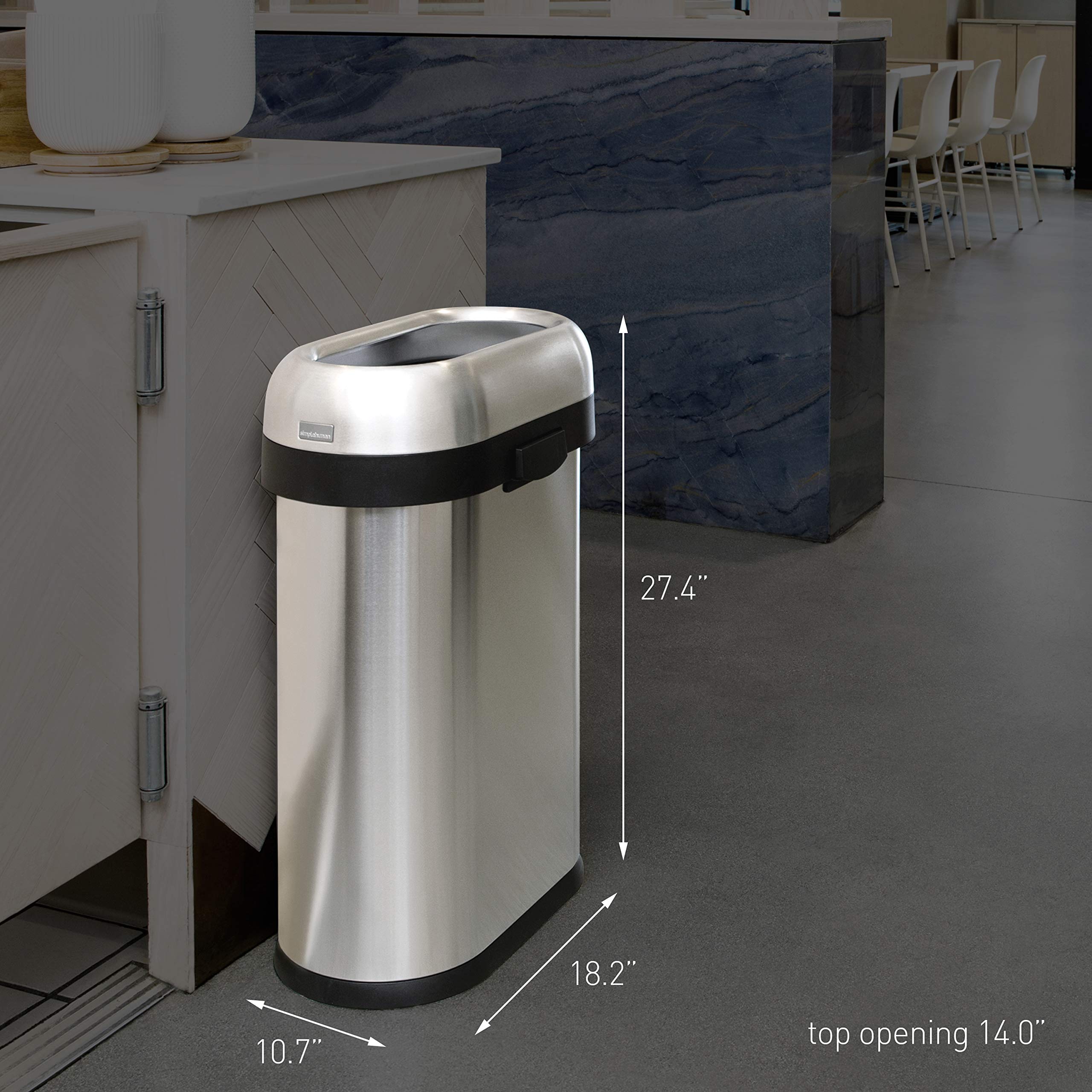 simplehuman-50-liter-schmaler-offener-abfalleimer-edelstahl-oval image 6