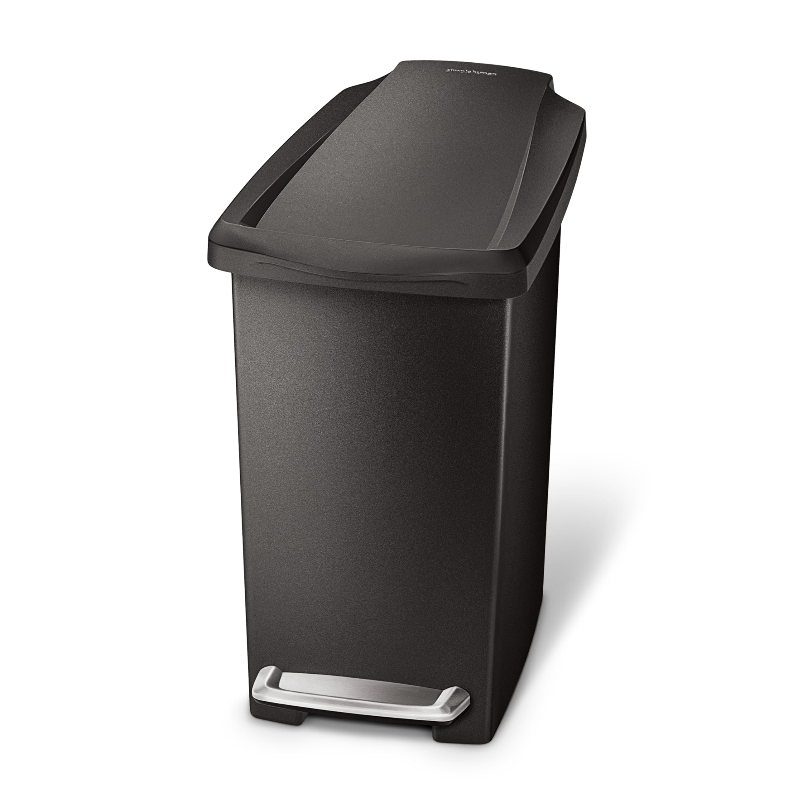 simplehuman-treteimer-cw1329-10-l-schwarzer-kunststoff-schmal image 1