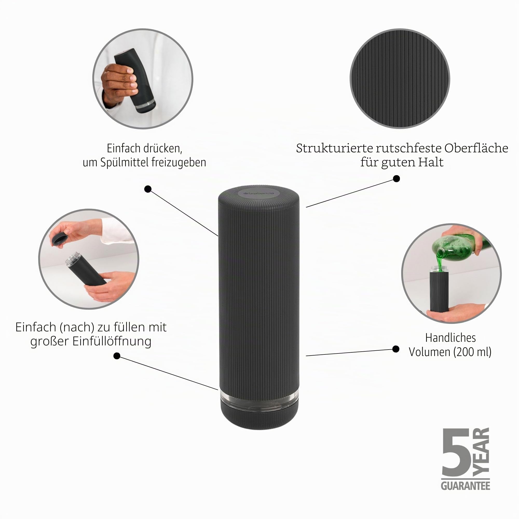 brabantia-sinkstyle-seifenspender-200-ml-dunkelgrau-sp-lmittel image 2