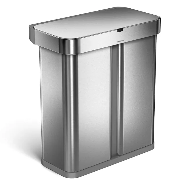 simplehuman-sensorabfalleimer-58l-recycling-edelstahl-sprachsteuerung image 1