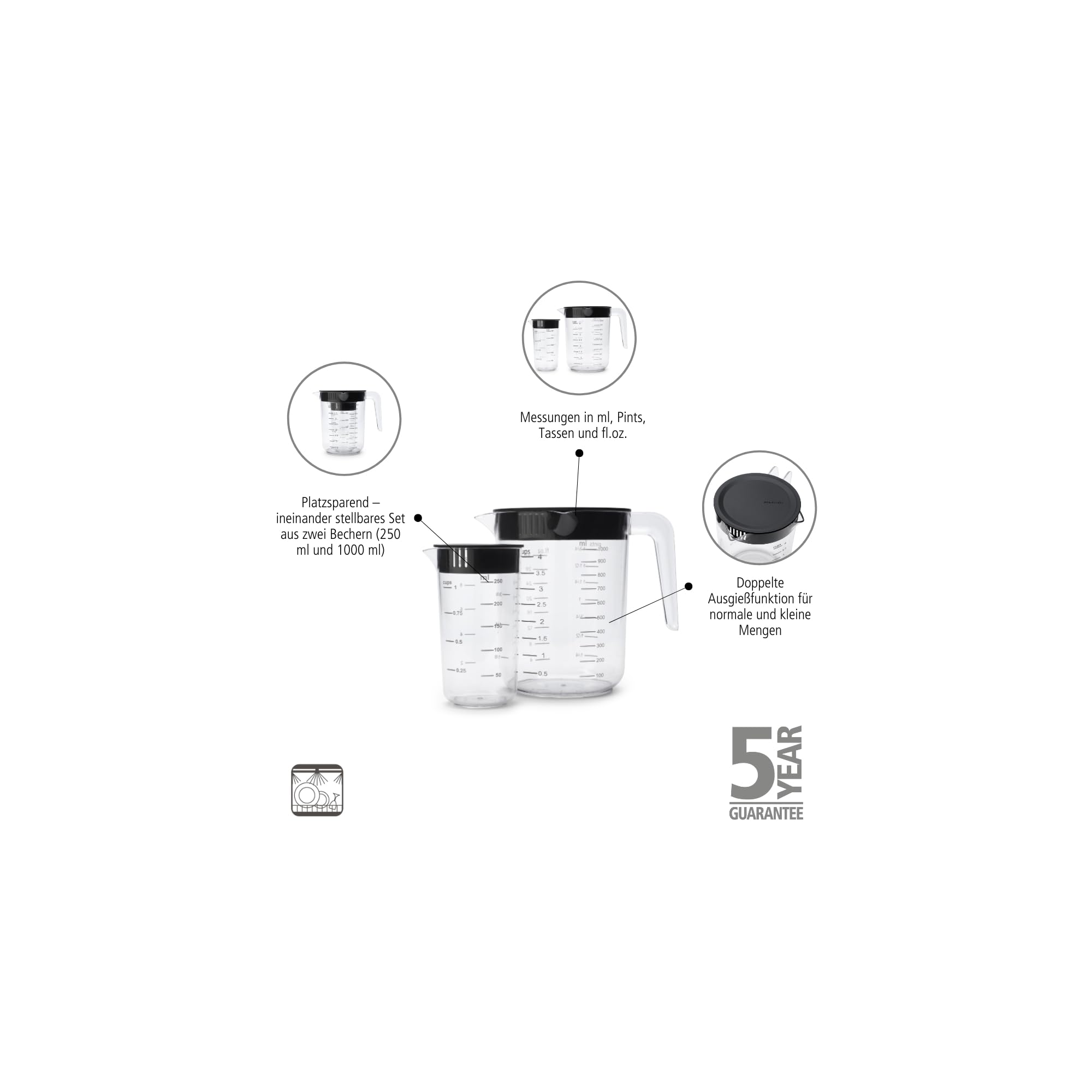 brabantia-tasty-messbecher-set-2tlg-dark-grey-250ml-1000ml image 4
