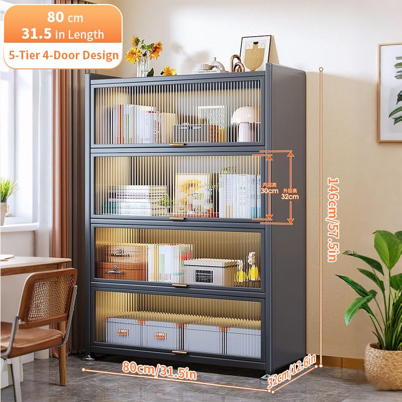 mopup-vorratsschrank-5-f-cher-80cm-acrylt-ren-schwarz image 2