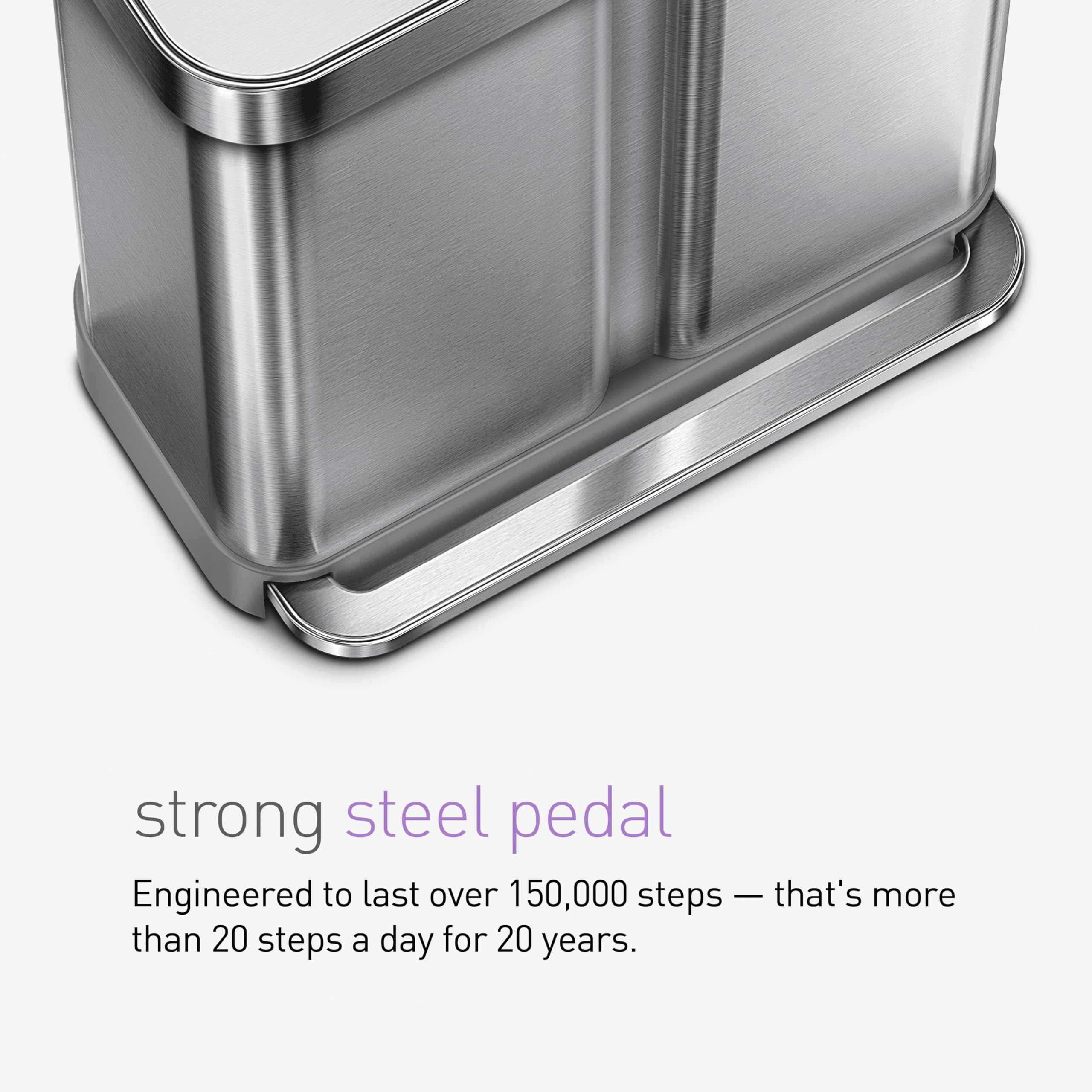 simplehuman-cw2025-treteimer-58l-edelstahl-doppelfach image 4