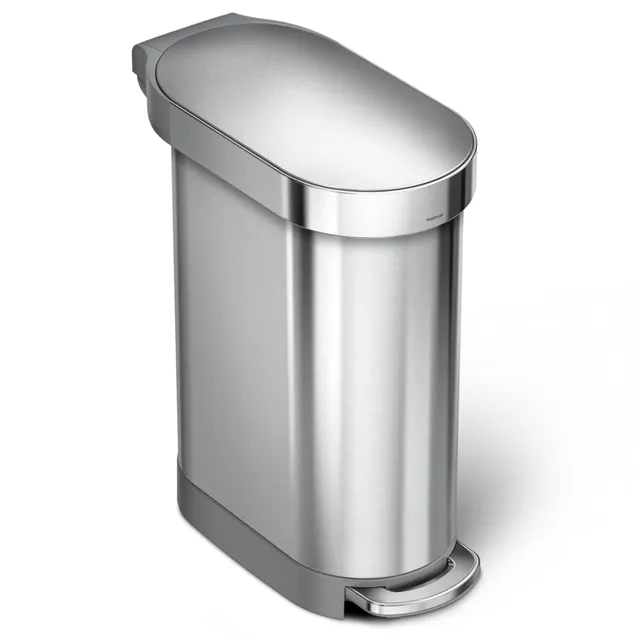simplehuman-treteimer-45l-schmal-geb-rsteter-stahl-m-lltrennung image 1