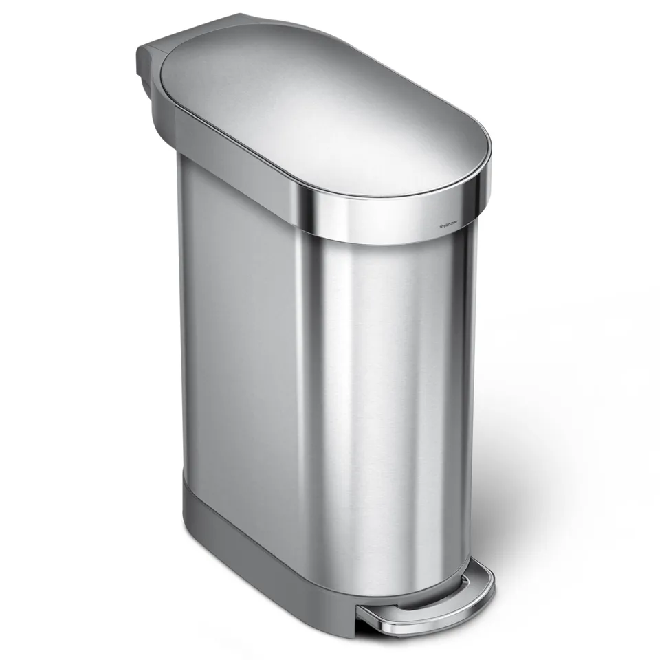 simplehuman-treteimer-45l-schmal-geb-rsteter-stahl-m-lltrennung image 1