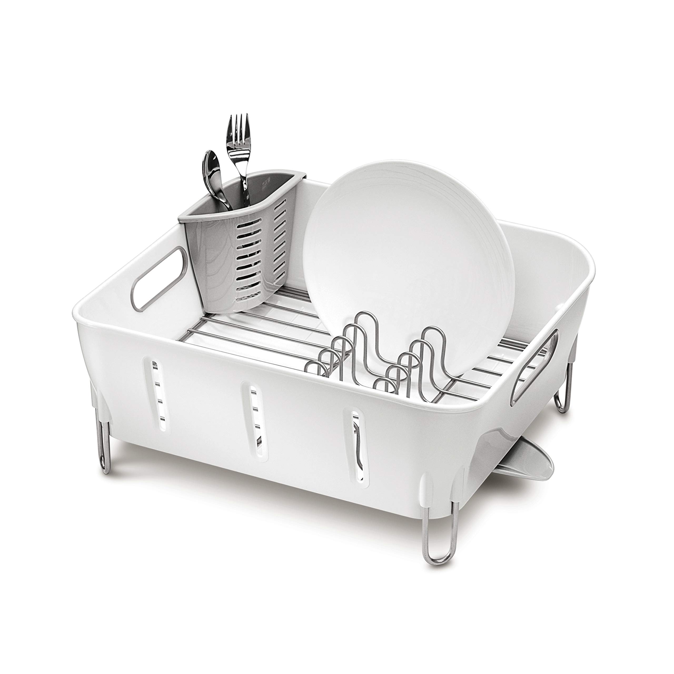 simplehuman-kt1104-abtropfgestell-kompakt-wei-mit-ausguss image 1