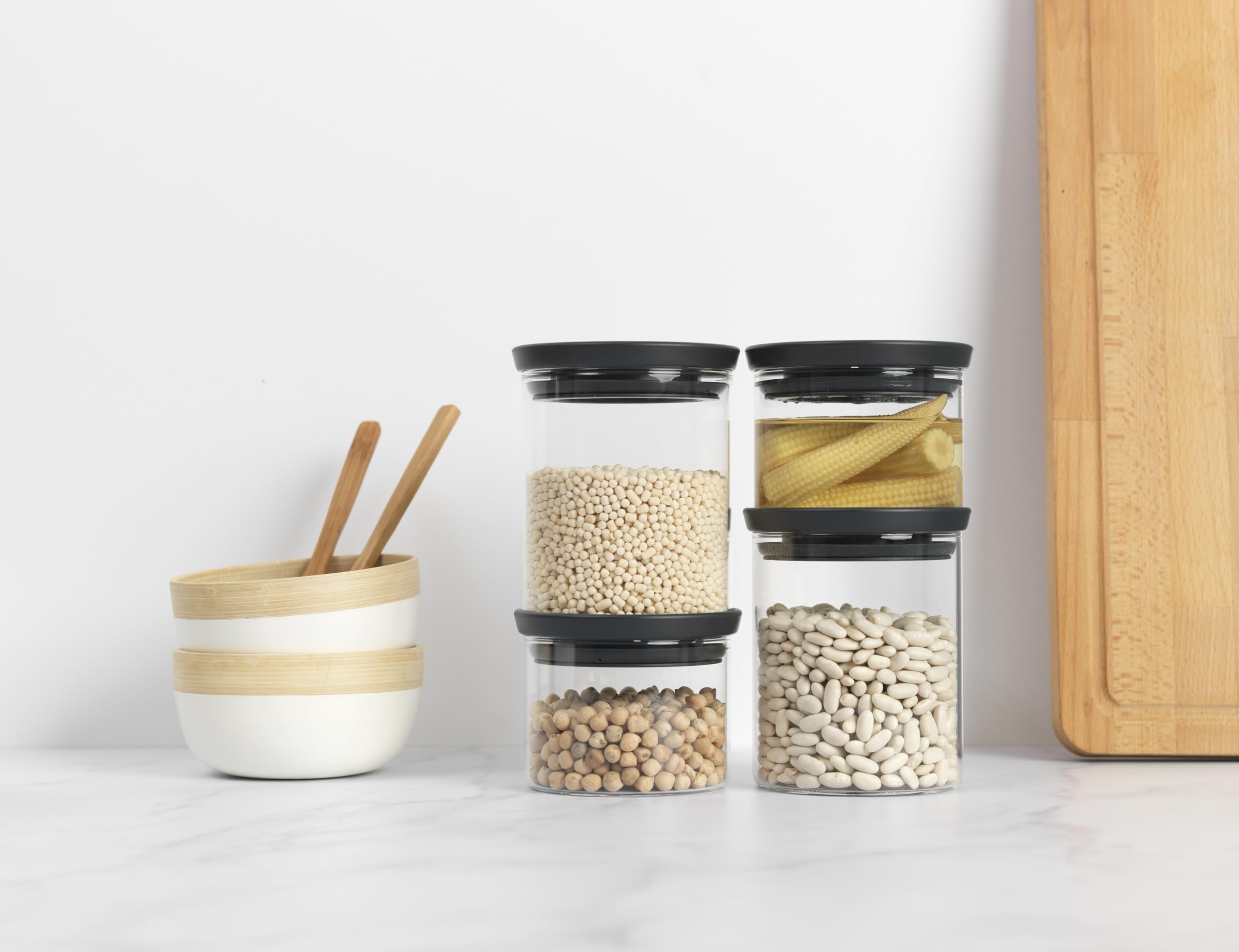 brabantia-vorratsdosen-4er-set-dunkelgrau-0-3l-0-6l-stapelbar image 4