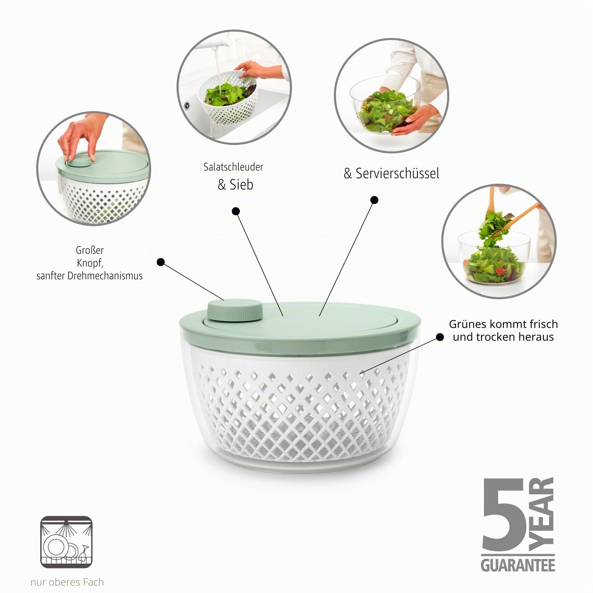 brabantia-tasty-salatschleuder-jade-green-mit-sieb image 2