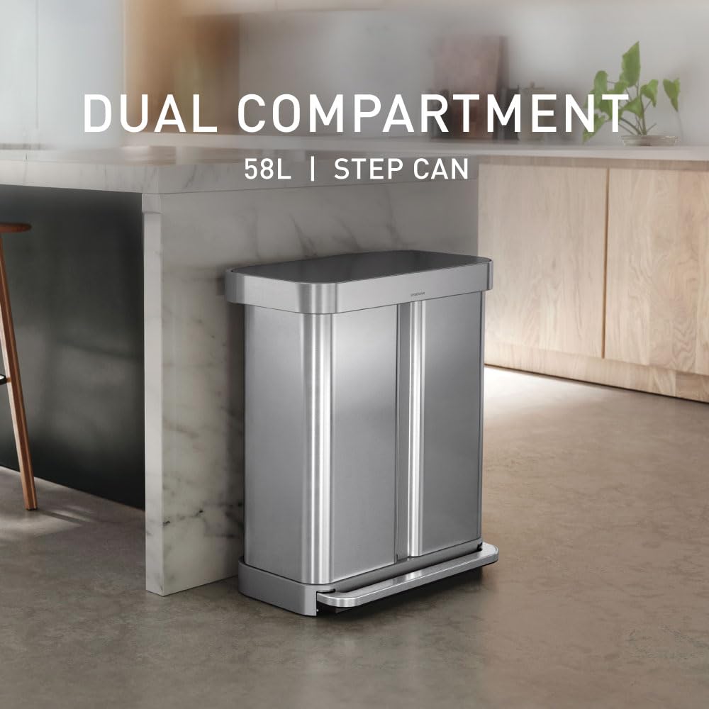 simplehuman-cw2209-treteimer-58l-edelstahl-doppelfach image 2