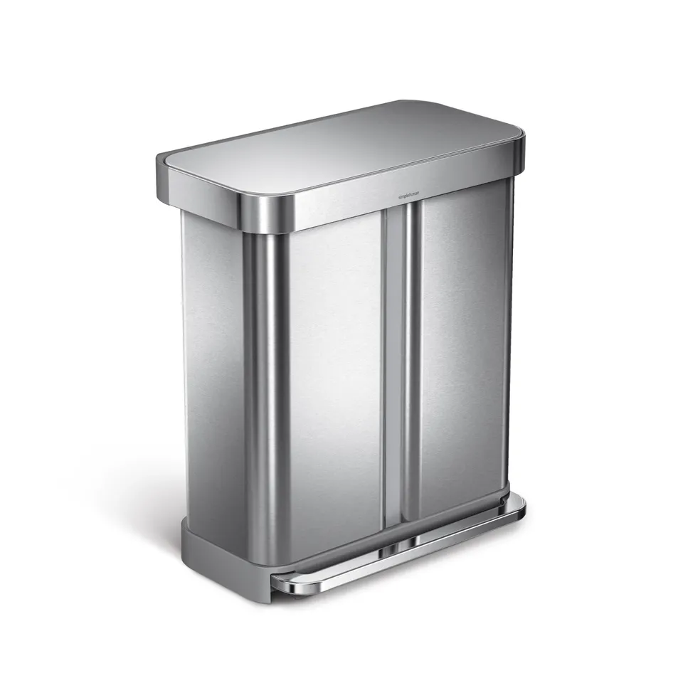 simplehuman-cw2025-treteimer-58l-edelstahl-doppelfach image 1