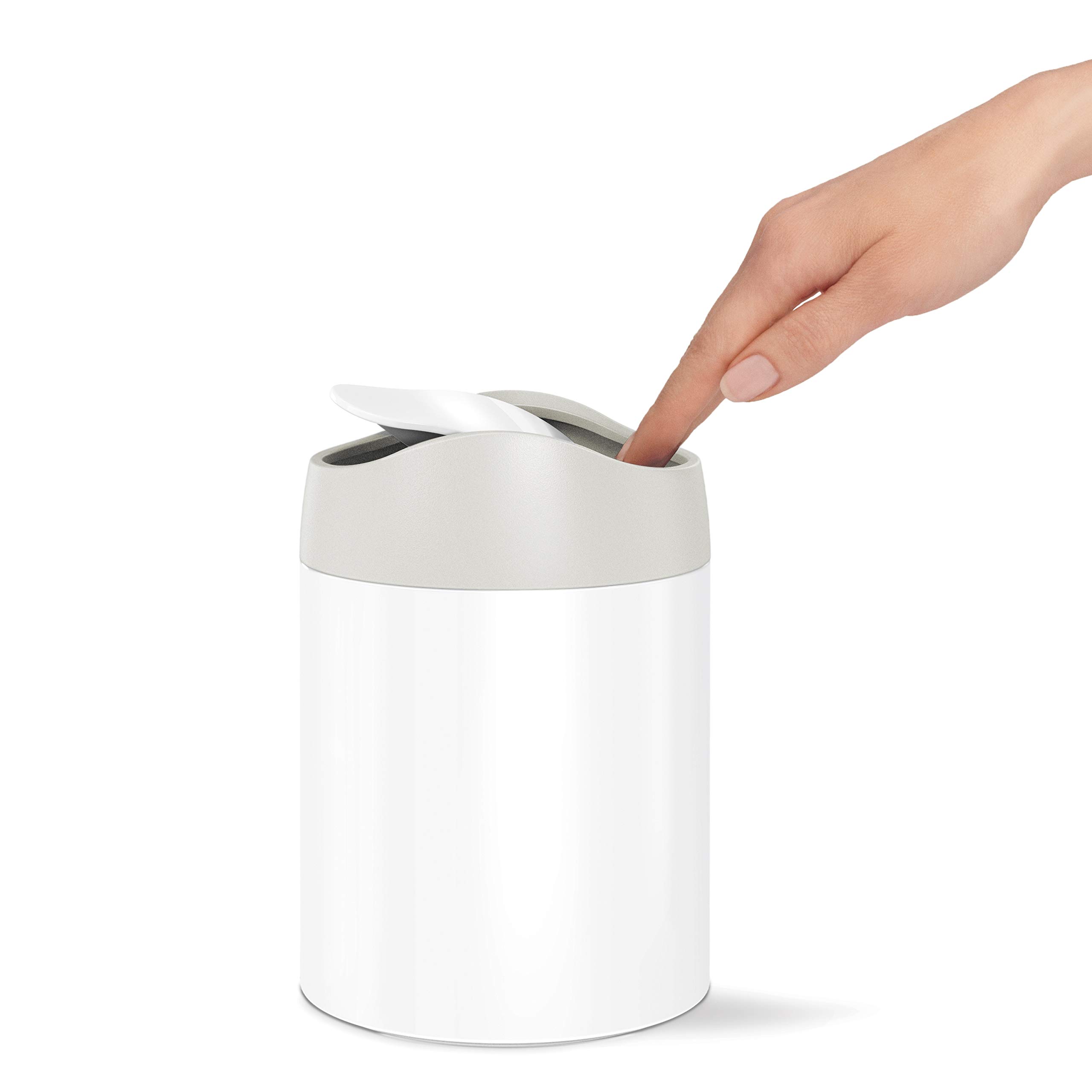 simplehuman-mini-abfalleimer-1-5l-wei-schwingdeckel image 2