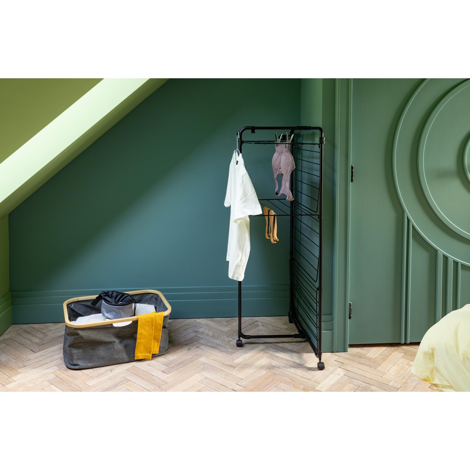 brabantia-hangon-w-scheturm-23-m-mattschwarz-klappbar-rollen image 2