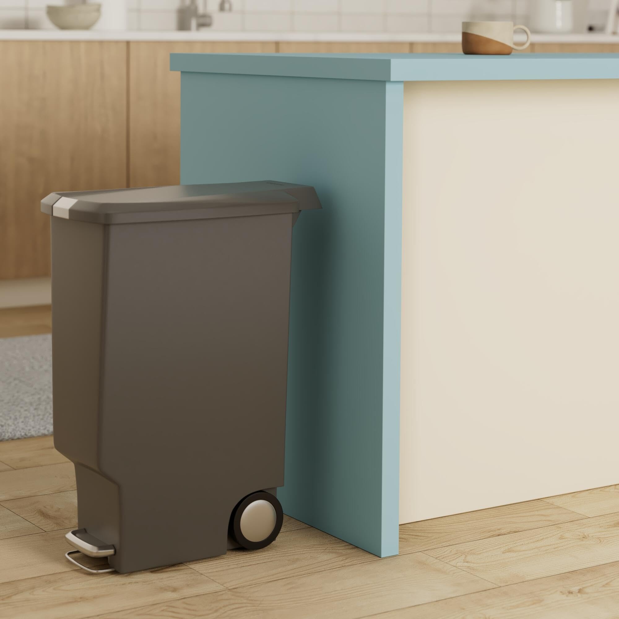 simplehuman-treteimer-cw1363-40l-grau-schmal-m-lltrennung image 2