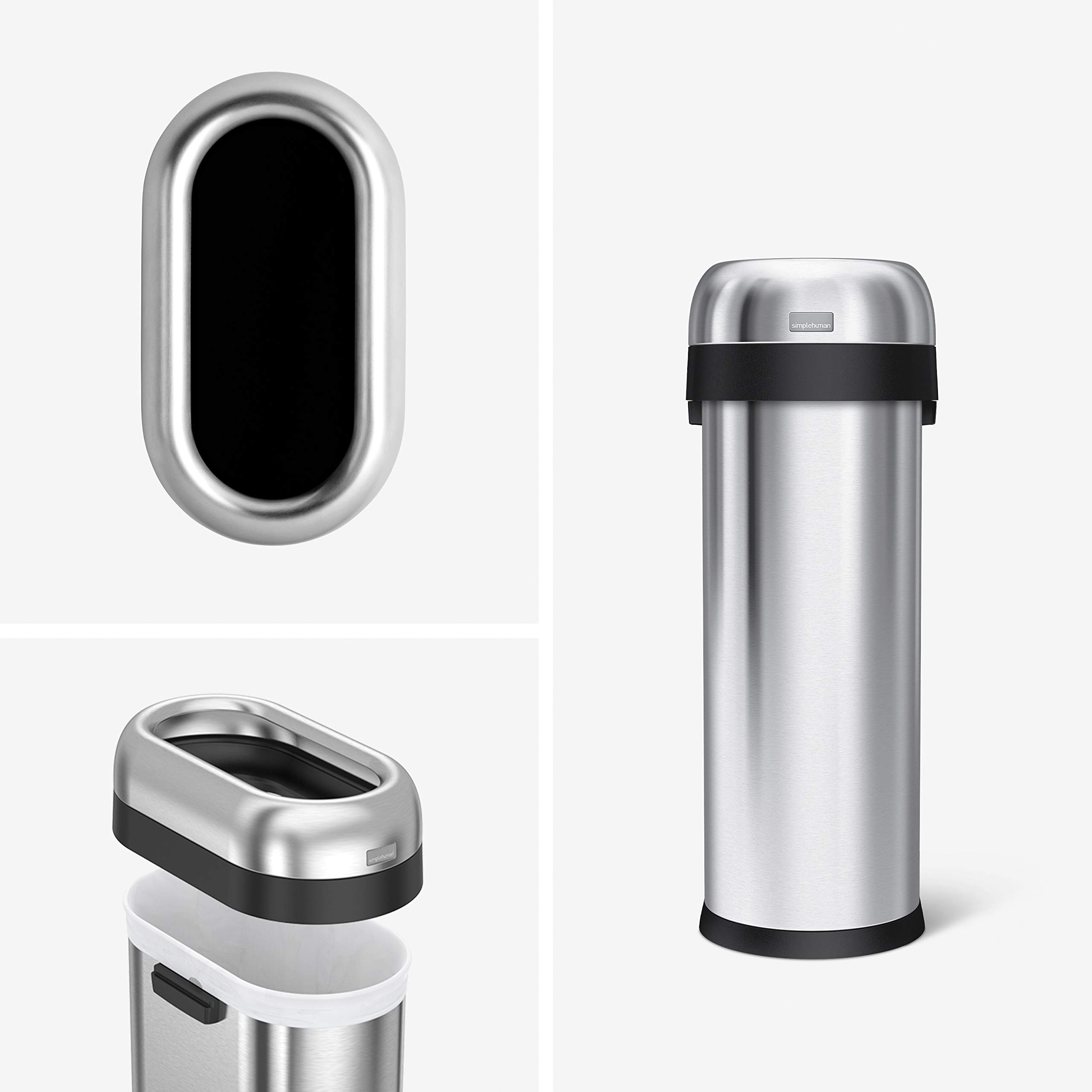 simplehuman-50-liter-schmaler-offener-abfalleimer-edelstahl-oval image 2