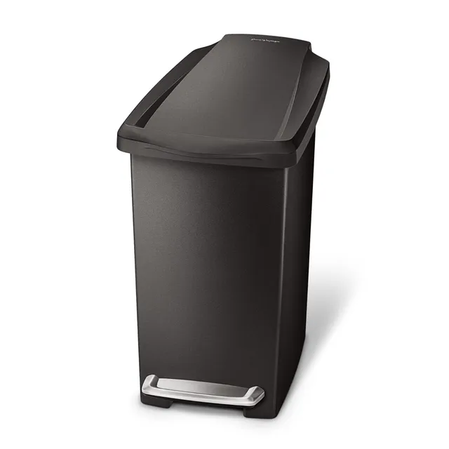 simplehuman-treteimer-cw1329-10-l-schwarzer-kunststoff-schmal image 1