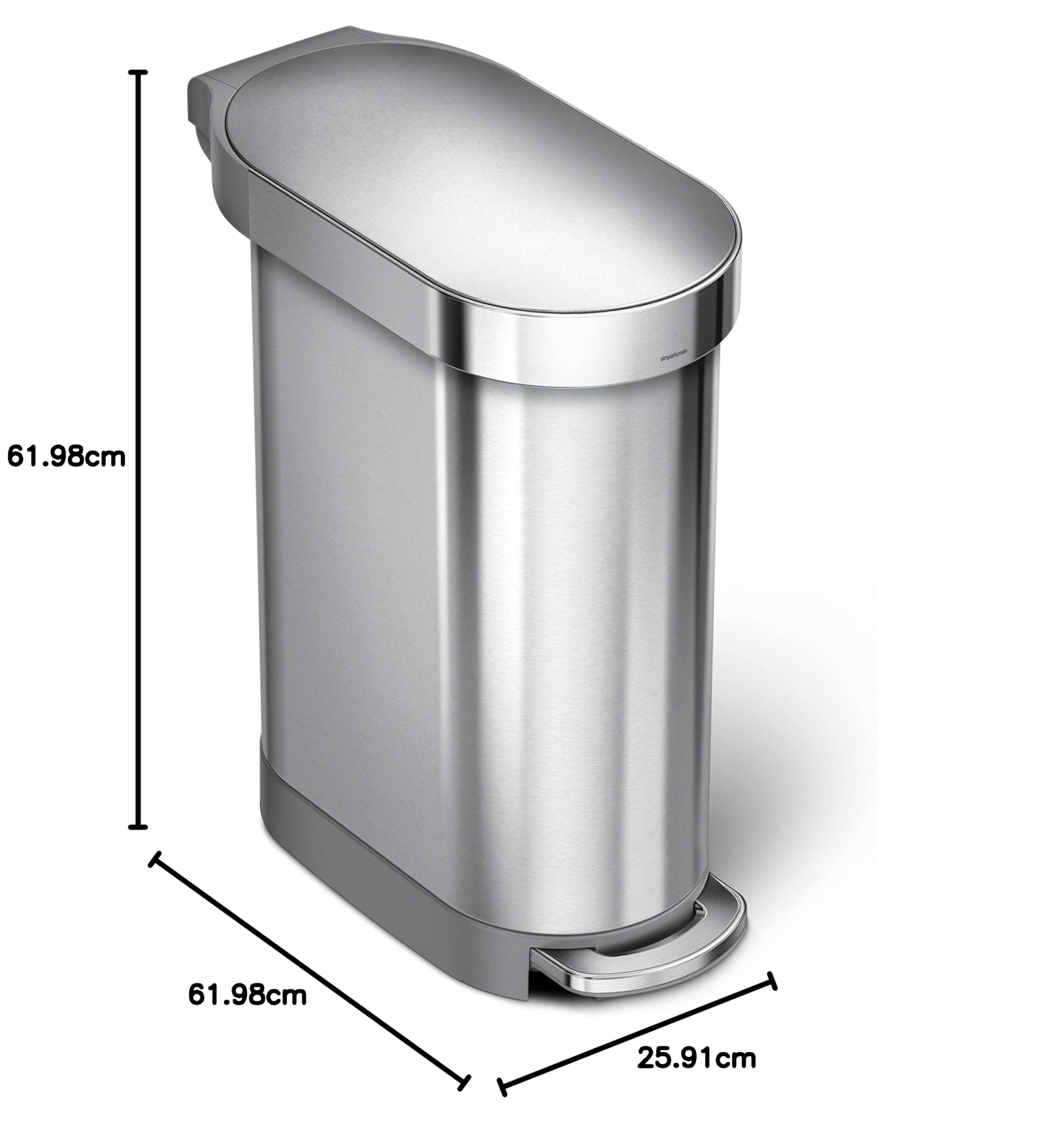 simplehuman-treteimer-45l-schmal-geb-rsteter-stahl-m-lltrennung image 8