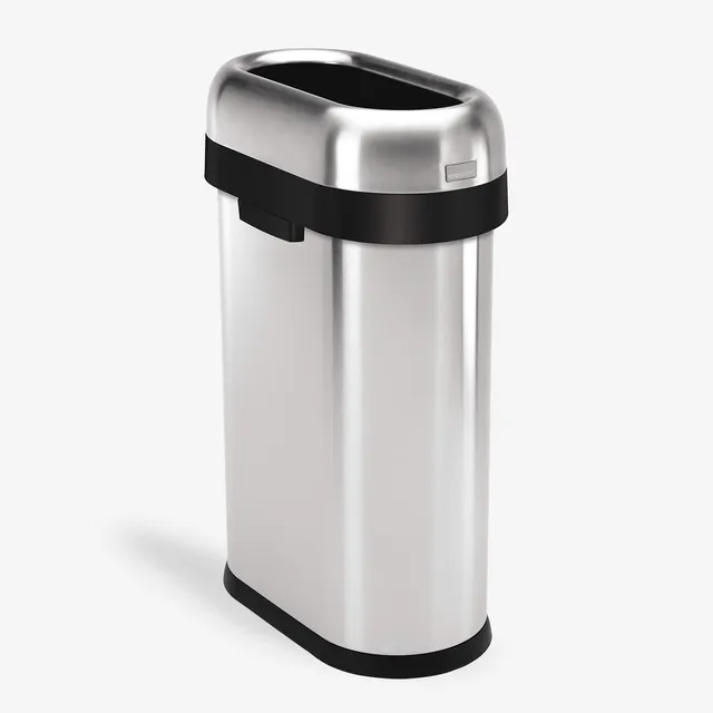 simplehuman-50-liter-schmaler-offener-abfalleimer-edelstahl-oval image 1