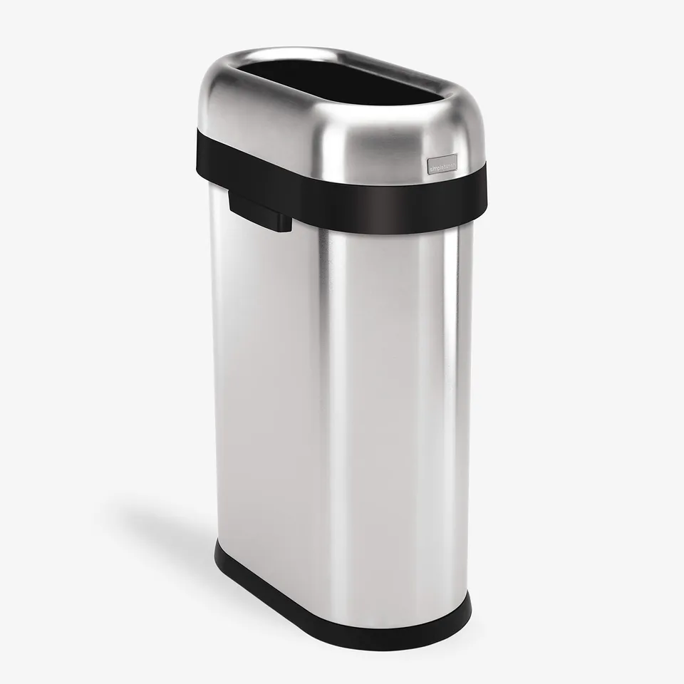 simplehuman-50-liter-schmaler-offener-abfalleimer-edelstahl-oval image 1