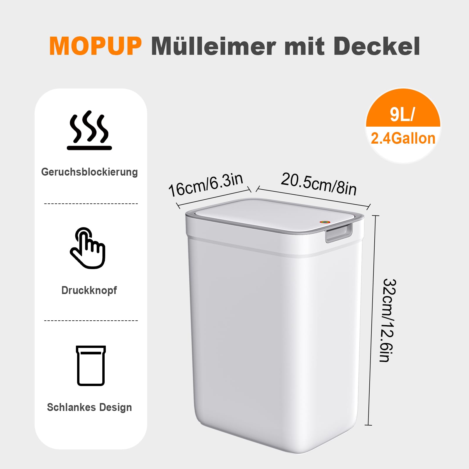 mopup-trash-cans-m-lleimer-medium-9-l-mit-deckel-schmal image 2