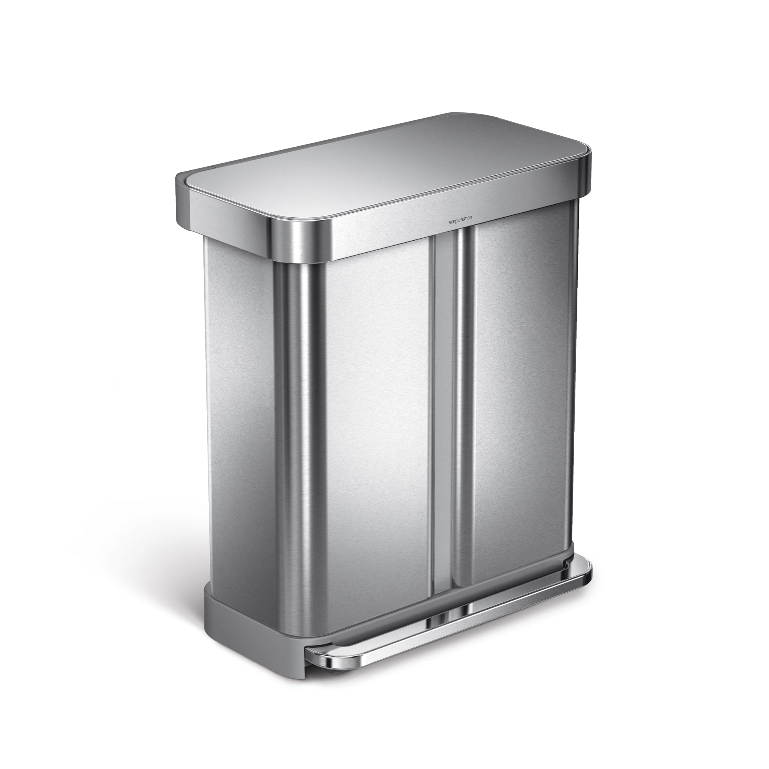 simplehuman-cw2025-treteimer-58l-edelstahl-doppelfach image 1
