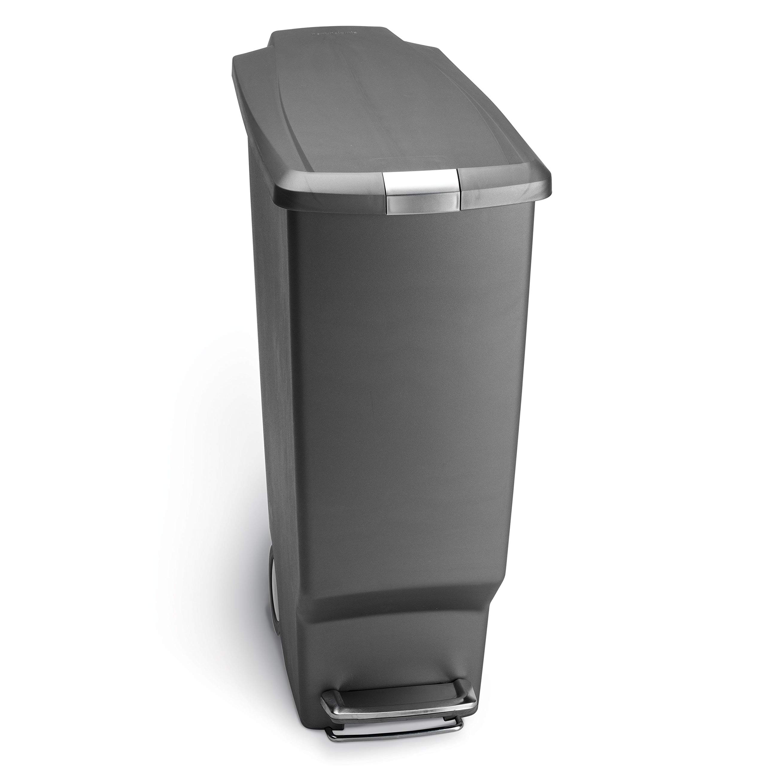 simplehuman-treteimer-cw1363-40l-grau-schmal-m-lltrennung image 1