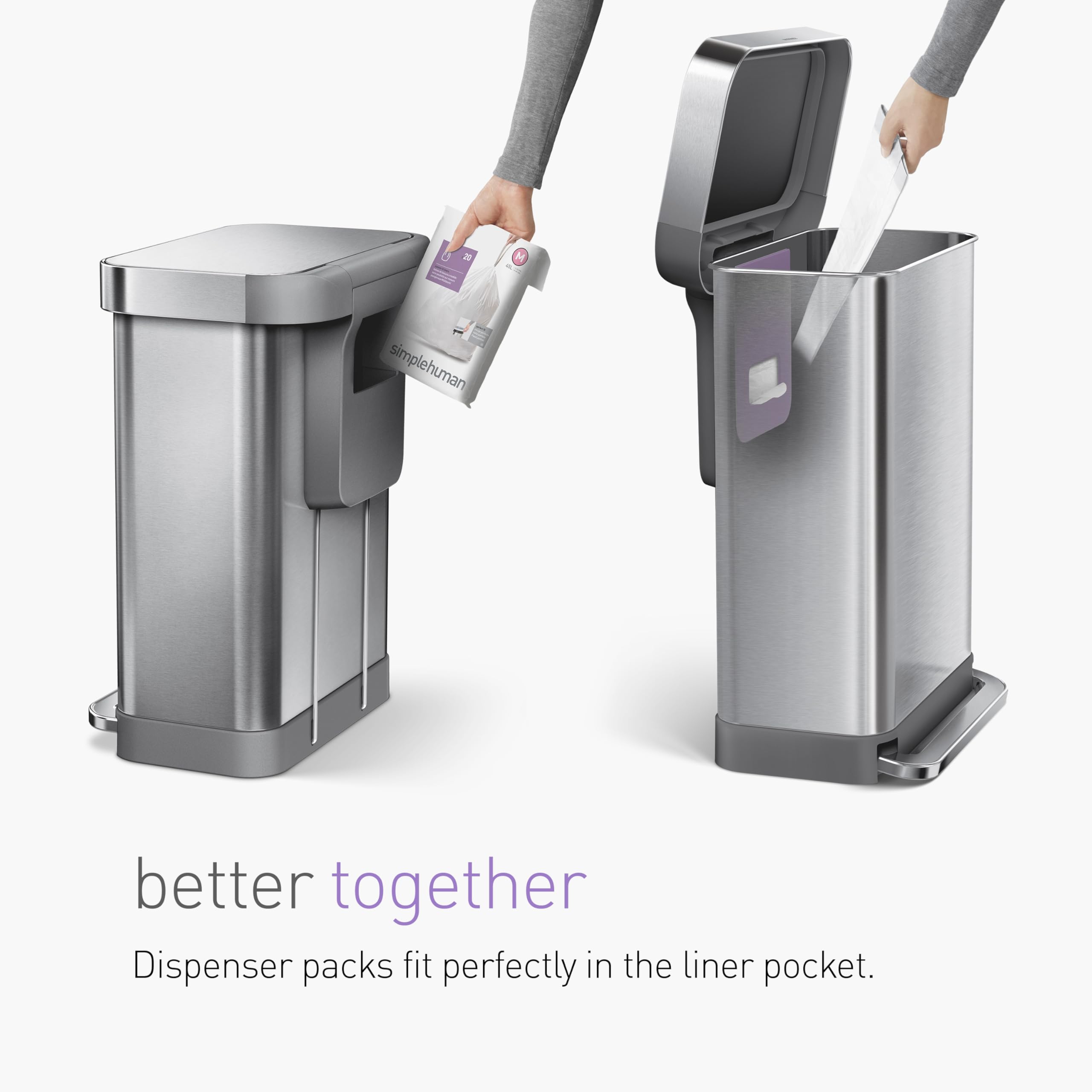 simplehuman-cw2025-treteimer-58l-edelstahl-doppelfach image 7