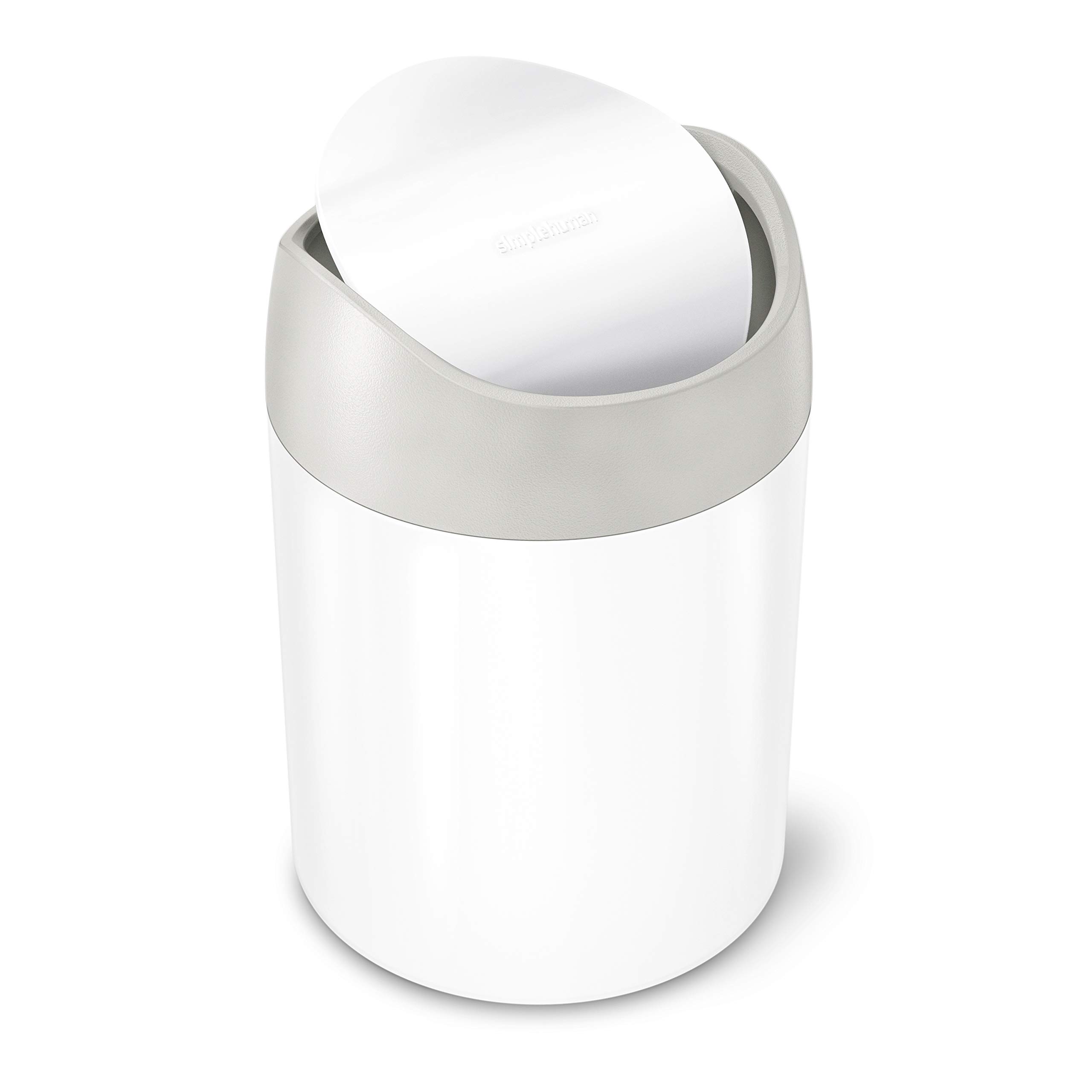 simplehuman-mini-abfalleimer-1-5l-wei-schwingdeckel image 1