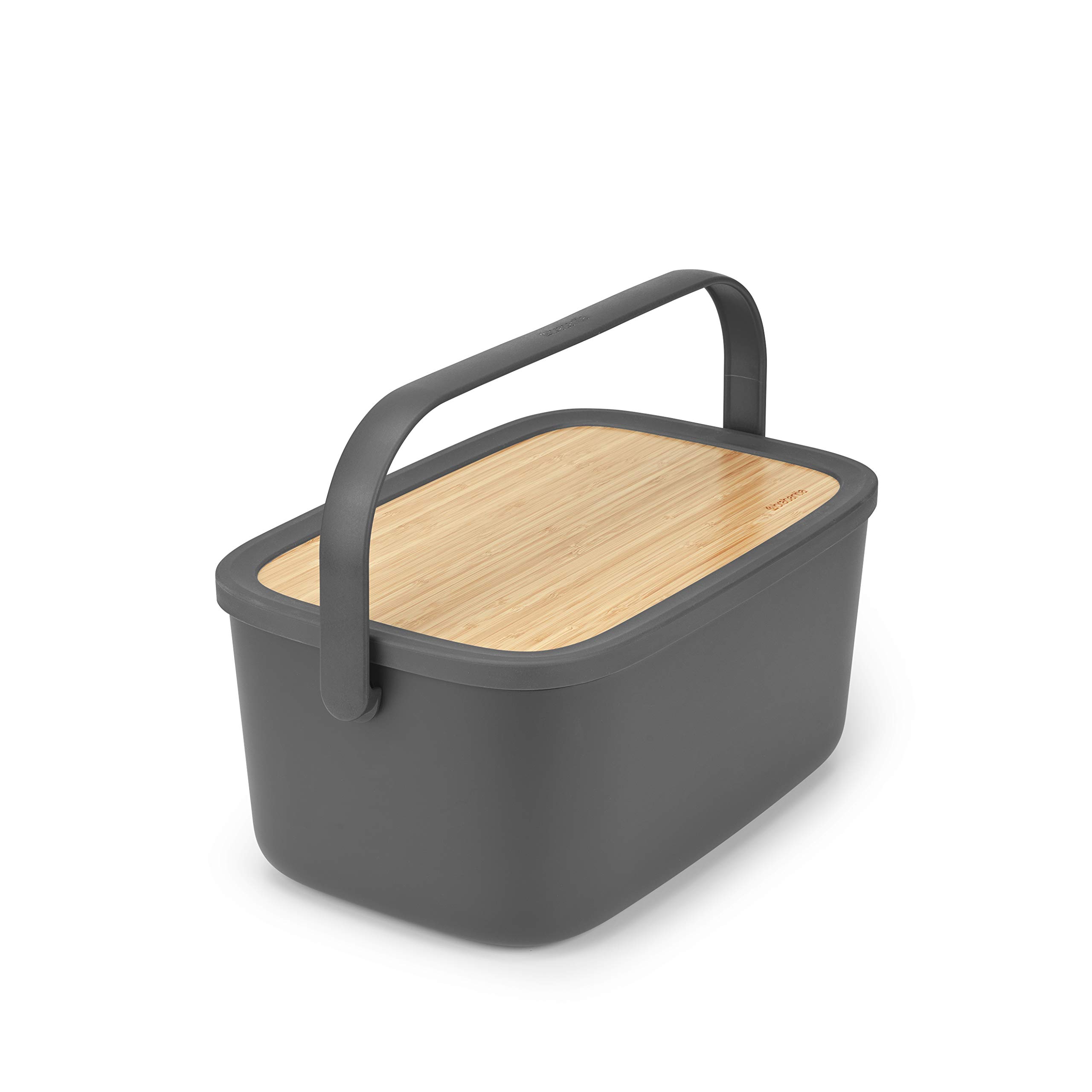 brabantia-brotkasten-gro-dunkelgrau-mit-bambus-servierbrett-griff image 2